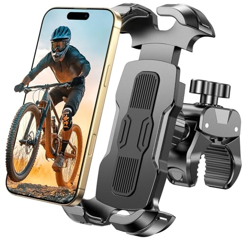 Rolgno Soporte Movil Bicicleta, [Liberación Rápida & 360° Rotación] Soporte Móvil Moto, Cierre Seguro Porta Telemóvel Bici para 4.7-6.9 Móvil, Porta Telefono Anti-vibración para Ciclomotor/Escúter