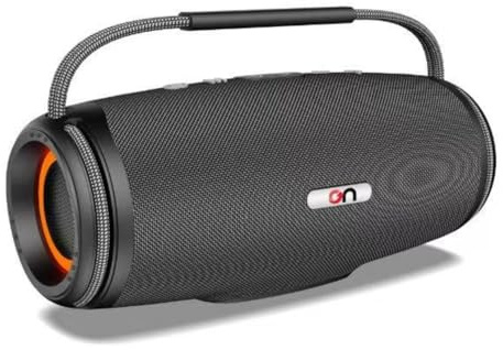 on ON09 – Enceinte Bluetooth Portable Puissante – Basses Profondes – Enceinte Nomade Intérieur Extérieur – USB, Carte SD, AUX – Power Bank – TWS – Lumières RGB – IPX5 – Poignée Cordage Marin