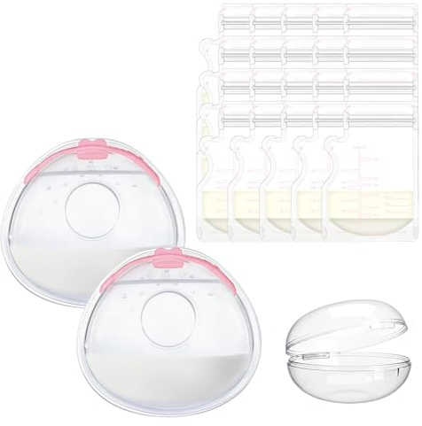HAGOT 2 Pezzi 70 ml Coppette Raccoglilatte in Silicone, Design a Prova di Perdite con Protezione del Latte, Morbide e Riutilizzabili, Senza BPA, con Sacchetti