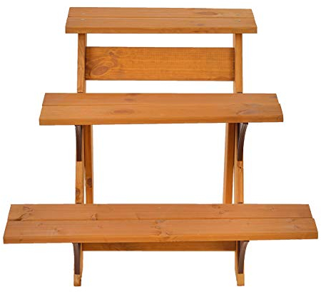 GASPO Blumentreppe 3-stufig, pyramidenförmig | 55 x 60 x 56 cm | aus massivem Holz, Blumenständer für Balkon und Garten