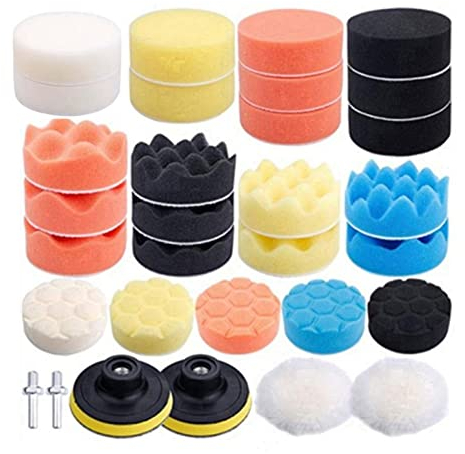 31 PCS Polishing Pads Set,3inch/80mm Car Polishing Sponge Buffing Pads With M10 Drill Adapter Kit Cleaning Brush for Auto Polisher, Sanding, Waxing
