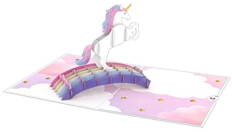 Lovepop® 3D Pop-Up Einhorn Grußkarte Regenbogen Einhorn besondere Mutmacher-Karte für Jobwechsel, Prüfung, Führerschein | inkl. Umschlag & Versteckfach für Geld & Gutscheine
