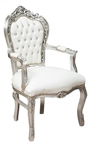 Biscottini Barocksessel 109 x 60 x 60 cm | Louis XVI Stühle | Schlafzimmer-Sessel französischer Stil | Sessel Schlafzimmer weiß