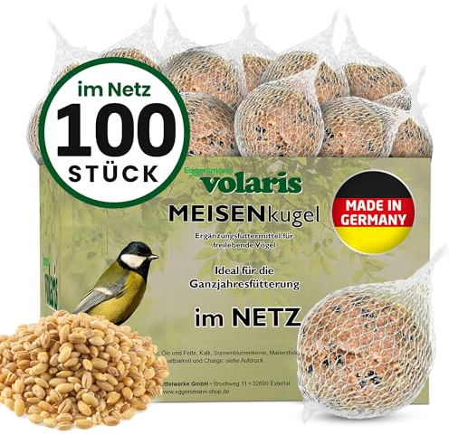 Eggersmann volaris Meisenknödel mit Netz 100 Stück [MEISENkugeln] 9 kg – Vogelfutter für Wildvögel – Nährstoffreiche Vogelknödel für alle Gartenvögel – Meisenknödel im Netz ganzjährig & energiereich