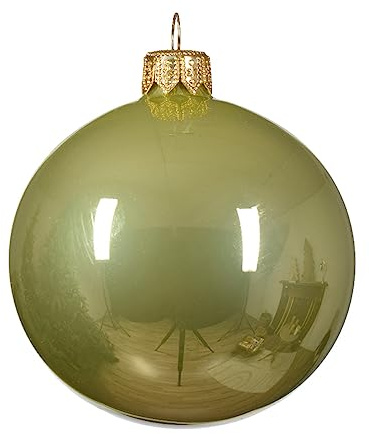 Magie di Natale Boules d'arbre de Noël en verre décorées (6 cm, vert pistache brillant, 6)