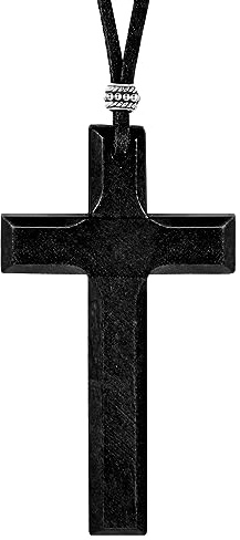 Feilok Men Necklace for Men Chain with Pendant Wood Cross Black for Men Boys