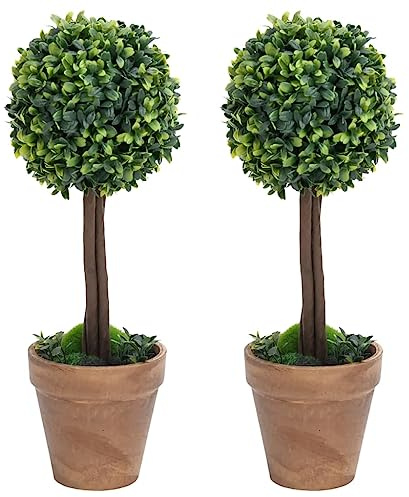 vidaXL Konstväxt buxbom 2 st bollformad med kruka 56 cm grön