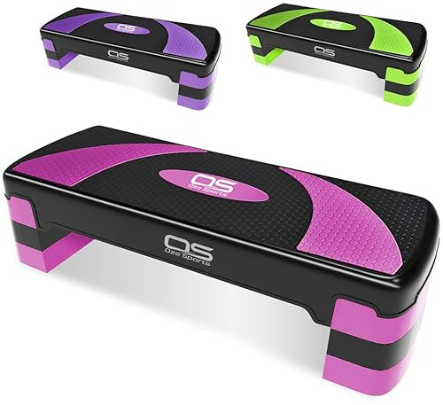 Aerobic Stepper platform -Step Steps board High - Exercise 2-5 Level Adjustable Height Fitness Workout Yoga Pilates Fitness Home Gym Removable Step Rise block (Pink, 2 Steps Stepper)