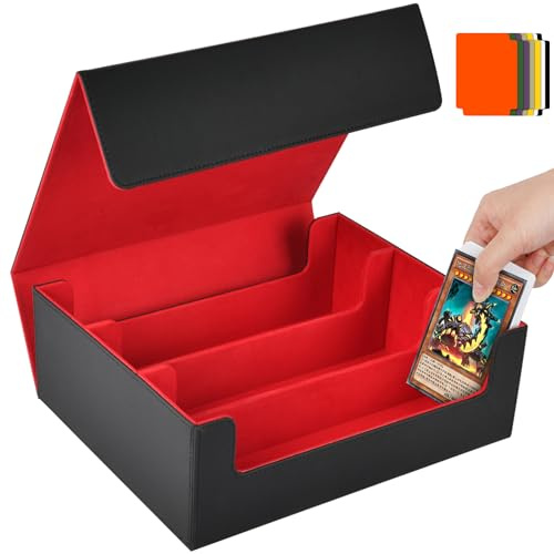 Aolso Deck Box per Carte Magic The Gathering, Scatola Magnetica per Carte da Collezione, Cartes da Gioco per 2400, Deck Case con 8 Separatori (Rosso)