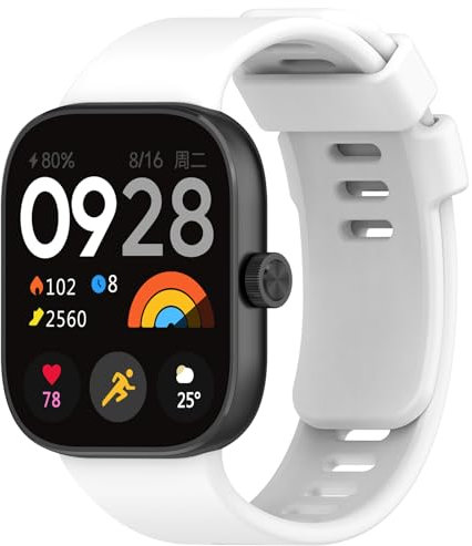 Wownadu Cinturino Compatibile per Xiaomi Redmi Watch 4 / Redmi Watch 5, Compatibile per Xiaomi Band Smart 8 Pro / 9 Pro Cinturini, Cinturino Silicone di Morbido Traspirante Bianco