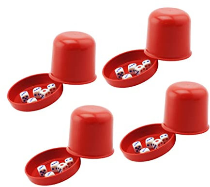 KONTONTY 4 Set di Scatole per Dadi Antitruffa con Design Rinforzato e Coperchio Trasparente – Gioco Divertente per Feste, Bar e Ktv, per Giochi da Bere con 5 Dadi