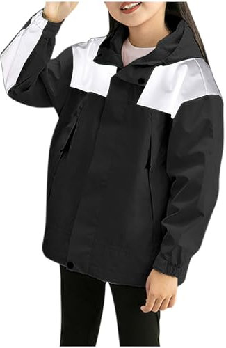XINYUNZU Unisex Kinder Windjacke Softshelljacke Mode Jacke Windbreaker Wasserdicht Übergangsjacke Kapuzenjacke Outdoor Jackets Jacken für Jungen und Mädchen Deals Of The Day Schwarz 6 Jahre