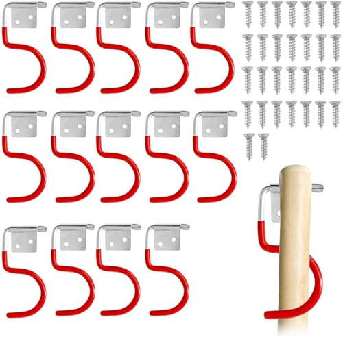 Support d'outils de jardin, 15 pièces de crochets métalliques de support d'outils, avec 30 pièces de vis, support d'outils de jardin pour les systèmes de rangement de garage