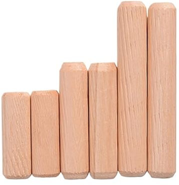 Chevilles en bois à goupilles cannelées chanfreinées, chevilles en bois assorties, bouchons rainurés en bois dur, chevilles en bois M12 for tiroir d'armoire, goupilles rondes cannelées en bois for tra