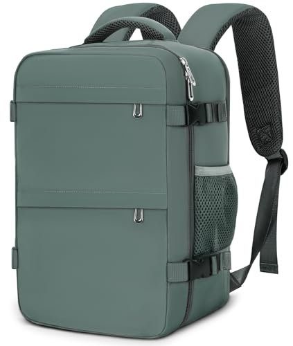 Cmezevi Reiserucksack 20L 40x20x25 cm, Flugzeug Handgepäck Kompatibel Ryanair/EasyJet, 14-Zoll Laptop Rucksack, Leichter Kabinenrucksack mit Trolley-Sleeve, für Business, Schule, Reisen - Grün
