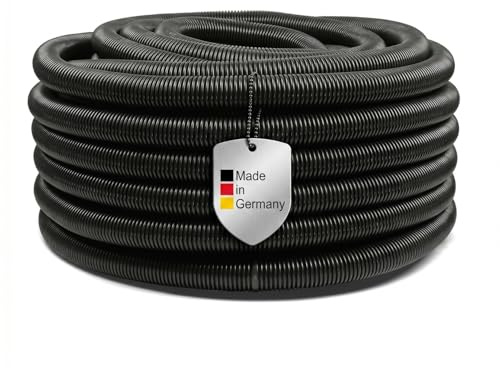 POOL Total Schwimmbadschlauch Ø 32 mm Schwarz - Flexibler Poolschlauch aus PE - Integrierte Muffen alle 1,50 m - Trittfest & beständig - Made in Germany - 30 m
