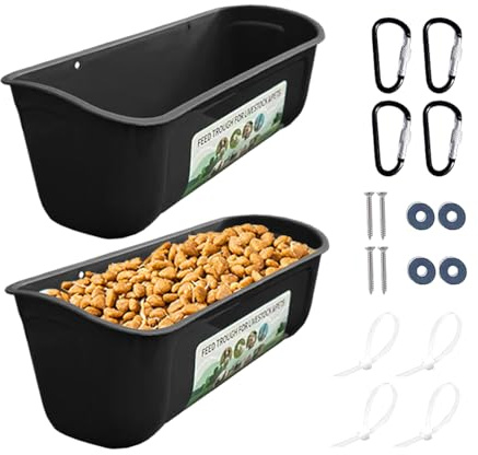 Mangeoire pour volailles - Station d'alimentation pour volailles | Distributeur de nourriture pour poules - 2 pièces - Pas de chèvre - Seau d'eau pour canard - Avec clips - Pour cerfs, moutons