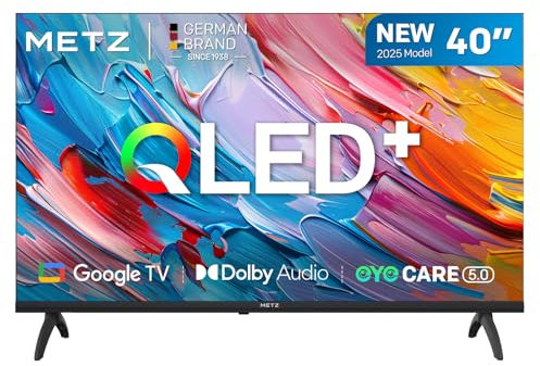 METZ QLED TV 40 Pouces (100 cm) FHD Smart LED Television Google Tele HDR 10 Dolby Audio Bluetooth 5,1 EyeCare Tuner DVB-T/-T2/-C/-S/-S2 CI+ (2025 Modèle, Noir 40MQF7000Z)