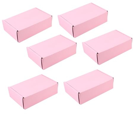 DIYEAH Cajas de Embalaje de Papel Rosa para Transporte Resistente Presión Diseño Único y Carga Fuerte, Paquete de 6 Piezas para Ropa y Toallas
