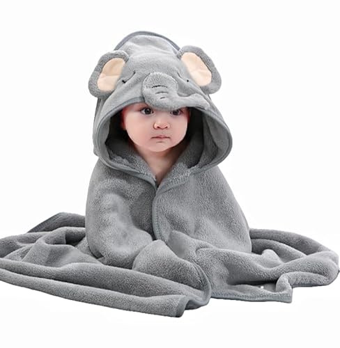 HAGOT Handduk för nyfödd, babyhandduk med huva, ultramjuka handdukar för spädbarn, super absorberande och tvättbar, unik djurhandduk för bebispresent, 80 x 80 cm