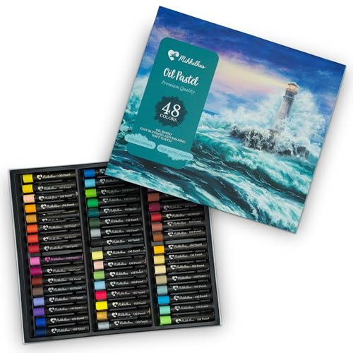 Mikkelhus Ölpastellkreiden – 48 Farben Set – Weiche Textur für leichtes Malen – Einfach zu Mischen & Blenden – Künstler Pastellkreide für Erwachsene