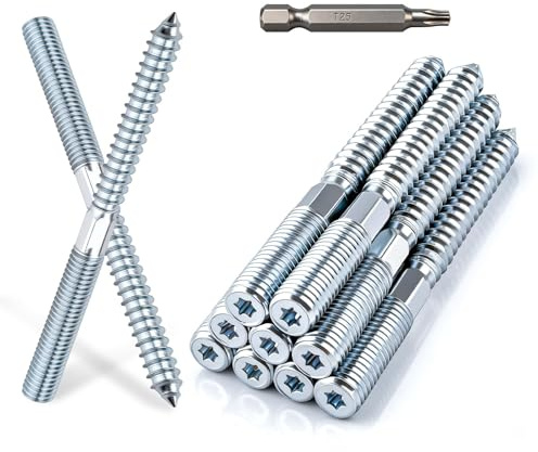 XRXYMQ 10 Pièces Tige Filetée M10 x 100 mm Vis Double Filetage Argent Tige Filetée Acier Zingué Vis Béton Sans Cheville Boulon M10 Pour l'Assemblage de Meubles et l'Installation au Plafond