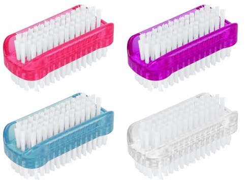Viapriod 4 stycken handborste nagelborste med hårda borst, transparent fingerborste, handtvättborste för rengöring för hand nagelbad handfat, kompakt för barn och vuxna, 4 färger