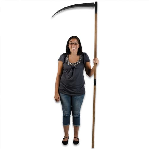 Grim Reaper Sickle | 24 Black Forged Curved Blade | Realistically Carved Wood Handle | Disassembles for Storage & Transport | Great for Cosplay and Costumes | 79 Overall Length