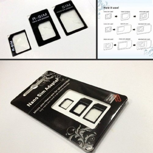 3 ADAPTATEURS NANO SIM - MICRO SIM - SIM STANDARD POUR IPHONE 5 DE COULEUR NOIR