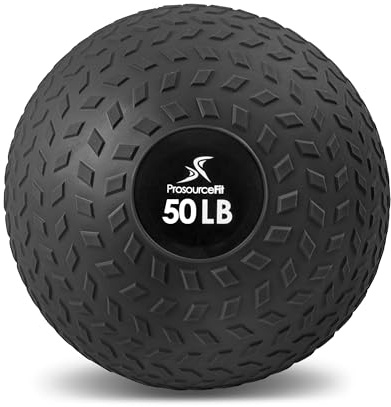 ProsourceFit Slam Medicine Balls 5, 10, 15, 20, 25, 30, 50lbs Smooth and Tread Textured Grip Dead Weight Balls for Strength and Conditioning Exercises, Cardio and Core Workouts