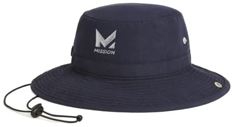 Mission Cooling Bucket Hat for Men & Women, UPF 50 Sun Protection, 3” Wide Brim, Adjustable Strap, Evaporative Cooling Technology When Wet, Great for Summer, Outdoors, Fishing, Camping Navy