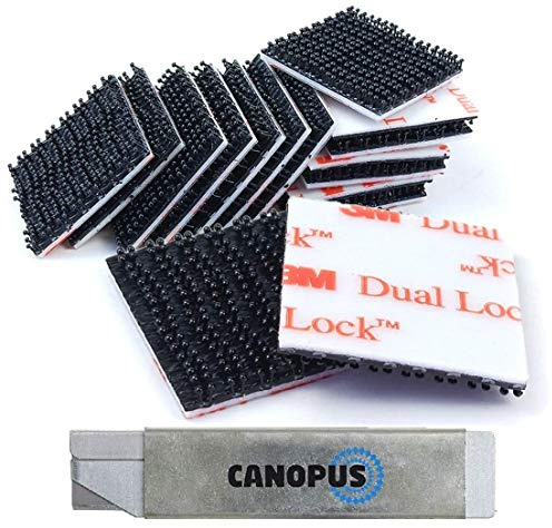 CANOPUS 3M Dual Lock SJ3550,16 PZ, 25,4mm x 25,4mm, Impermeable Almohadillas Autoadhesivas de fijación, Cinta de Cierre Autoadhesiva, Tiras para Colgar Cuadros, Telepeaje Soporte Coche