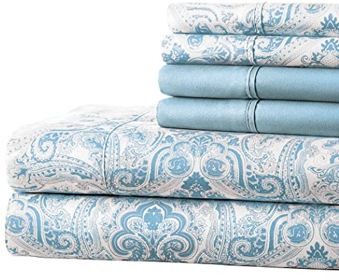 Spirit Linen home SL EST. 1988 - Queen Sheet Set, Super Soft Microfiber Bedding, Elegant Design & Ideal for All Seasons, Queen, Light Blue