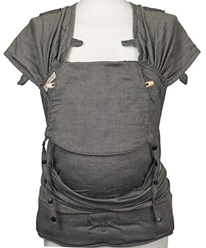 Fräulein Hübsch WrapCon Babysize in Graphite für Neugeborene ab Geburt bis Kleinkindalter (50/56 – 80/86 cm) - wächst mit & in Länge & Breite verstellbar -Tragesystem für Mann & Frau