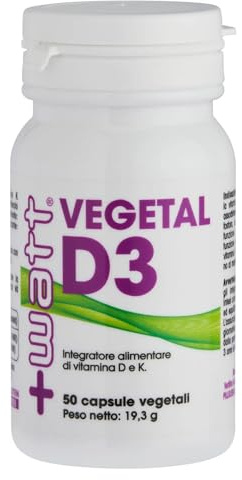 Vegetal D3- Integratore alimentare a base di vitamina D3 e vitamina K2- Contribuisce alla Salute delle Ossa - Formato: 50 capsule
