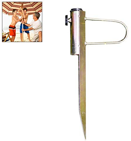 Parasol con espiga de césped, soporte para sombrilla de jardín, espiga de tierra, soporte para sombrilla, soporte para sombrilla, espiga de tierra, muy estable, galvanizado.