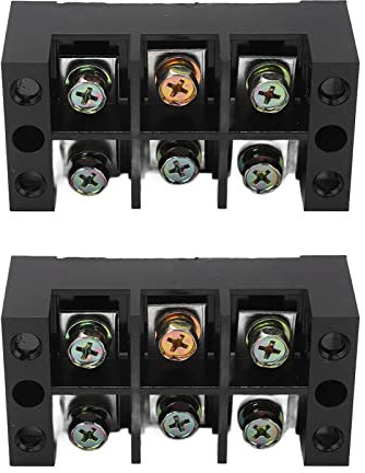 2pcs Morsettiera 100A 600V TBC Tipo Fisso PC Ferro Doppia Morsettiera a Vite Durevole Portatile per Sistemi di Distribuzione Illuminazione (3 Posizioni)