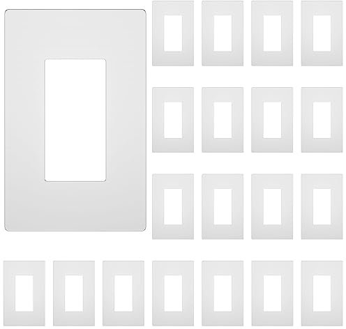 TAKETEK Placa de pared decorativa sin tornillos, cubierta de salida segura para niños, policarbonato termoplástico irrompible, tamaño estándar, brillante, blanco, paquete de 20