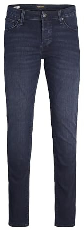 JACK & JONES Men’s Stretchable Blue Denim Jeans Tapered Fit Casual Trousers, Comfortable Everyday Wear Jeans for Men UK Sizes - 34W / 32L