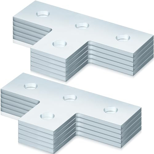 Tandefio 10 Pcs Connector Flat Plate Fitting Bracket Brace Fixing Repair Joint Bracket, Steel Surface Electrogalvanized for 1/2 Bolt in 1-5/8 Strut Channel, Thickness 4.8mm
