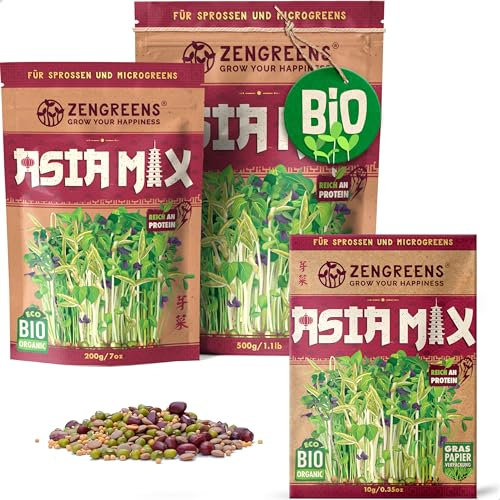 ZenGreens® - Mélange de graines de Asia bio - Choisissez entre 10, 200g et 500g - Asia Mix de graines germées - Mélange de germées pour la cuisine asiatique - Microgreens