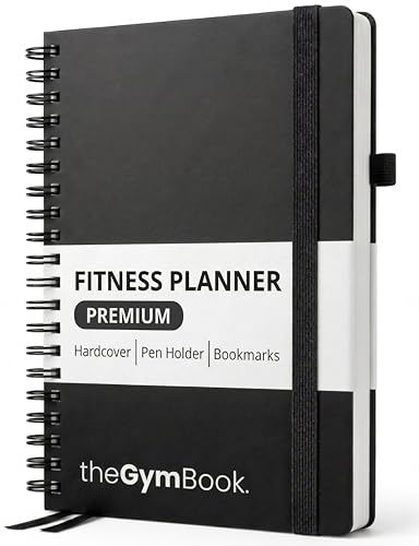 Premium Gym Log Book (A5) - Hardcover Workout Log Book (160 Pages) - Gym Journal and with Elastic Closure, Pen Holder & 2 Bookmarks – Fitness Planner by theGymBook.