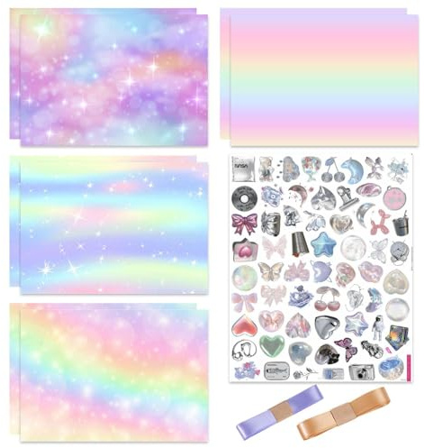 8 Hojas De Papel De Regalo Colorido, Viene Con 60 Pegatinas Y 2 Rollos De Cinta, Papel De Regalo, Suministros Para Envolver Regalos De Bricolaje.
