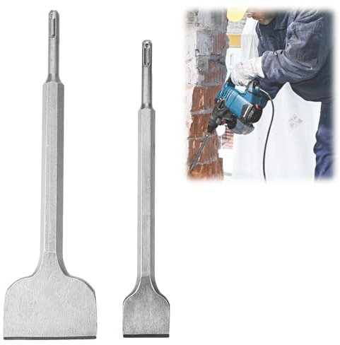 Lot de 2 burins à carrelage SDS Plus, burins plats SDS Plus 280 x 100 mm, 250 x 40 mm, SDS Plus, burins bêche pour carrelage, béton, pierre naturelle, colle à carrelage, maçonnerie