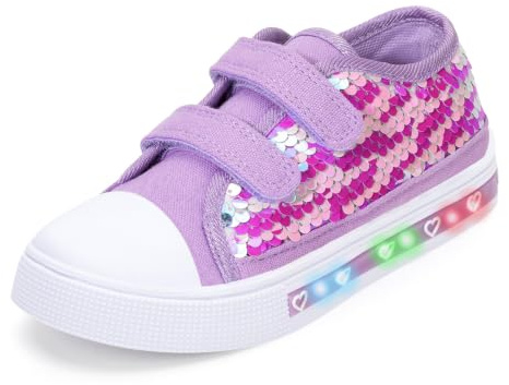 Toddler Light Up Trainers, Easy Fasten Kids Canvas Shoes | Flashing Boys Girls shoes, Easy Fasten Walking Shoes, Casual, School, Nursery, Outdoor, Park