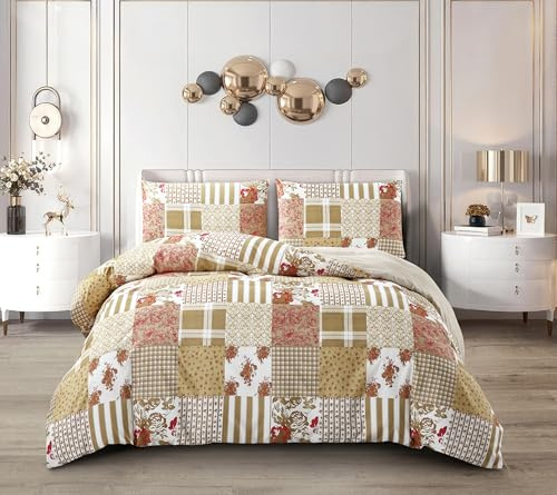 PRIME LINENS Påslakanset 4 st påslakan i polyester-bomull sängkläder set med örngott och extra dra-på-lakan ingår (Alvina, Dubbel)