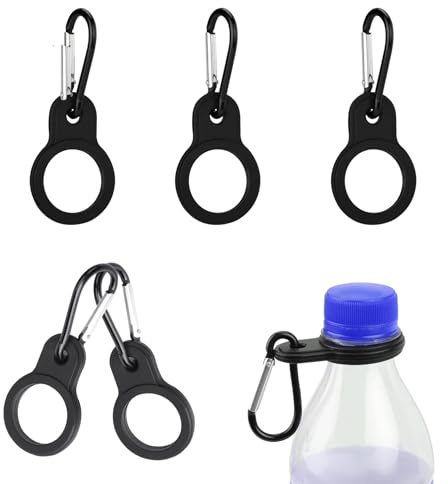 Tucnoeu 6 Pcs Silicone Water Bottle Buckle Clips,Silicone Hanging Bottles Buckle Clip Carabiner with 6 Pieces Keychain Ring Clip,Portable Water Bottle Ring Holder for Outdoor Camping Hiking Traveling