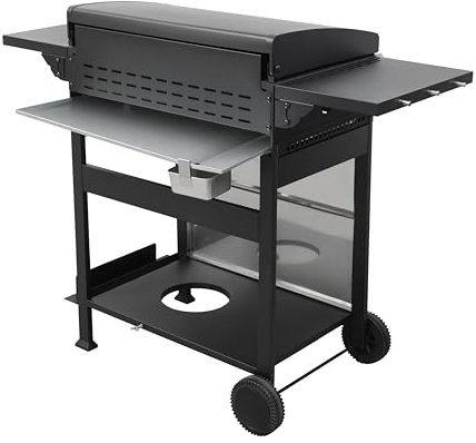 XCSCUK Parrilla de Gas propano, Parrilla de Barbacoa de 4 quemadores, con Rejillas de Esmalte/Cesta Colgante de Mesa Auxiliar Plegable, para Picnic, Fiesta en el Patio Trasero