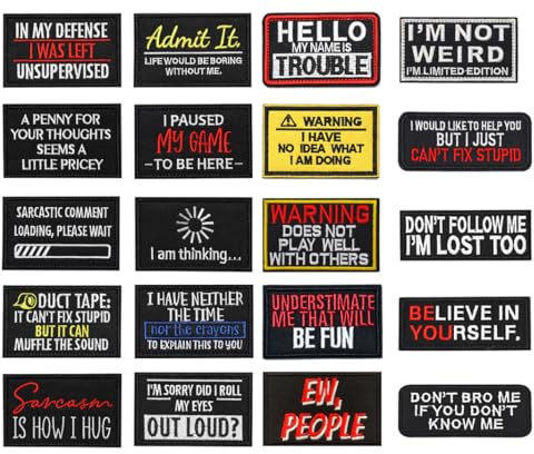 Paquete de 20 parches divertidos con refranes, emblema táctico de moral divertida para motociclista, bordado de gancho y bucle, insignia para ropa, chaquetas, mochilas, sombreros, chalecos, uniformes