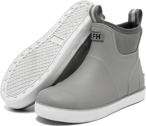 Jesindr Stivali di gomma impermeabili unisex per bambini, stivali da pioggia alla caviglia per ragazze, stivali da pioggia in gomma antiscivolo, Grigio, 28 EU